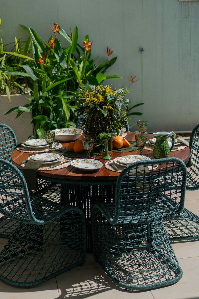 Sun-kissed outdoor lunch table setting